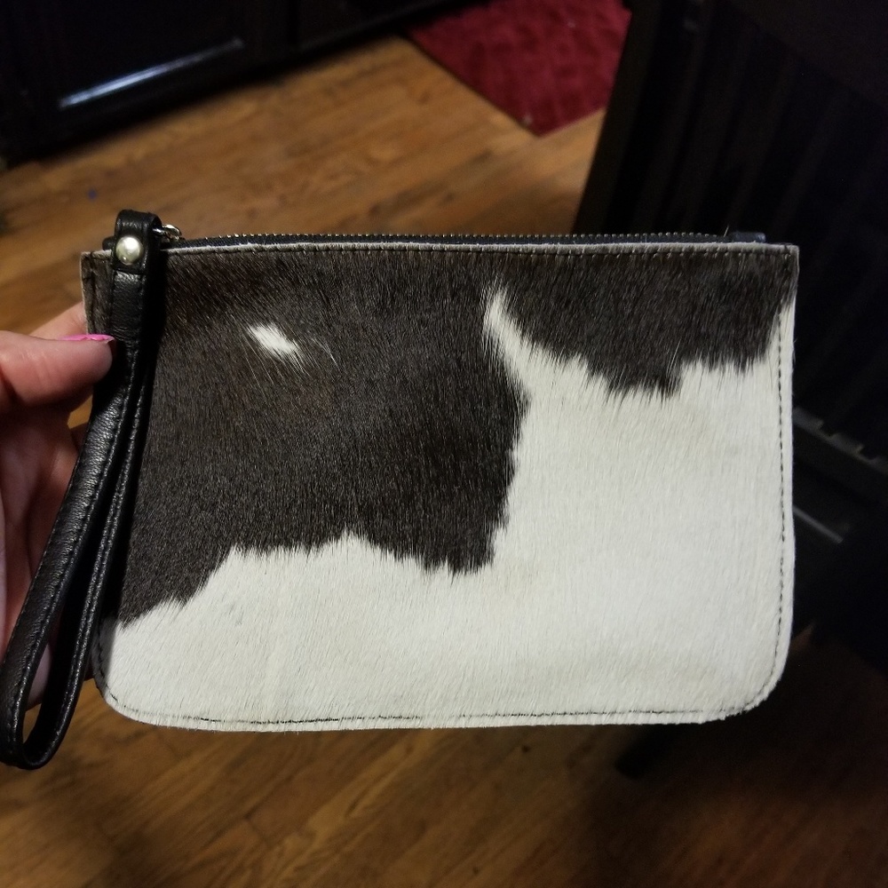 Calfhair leather wristlet